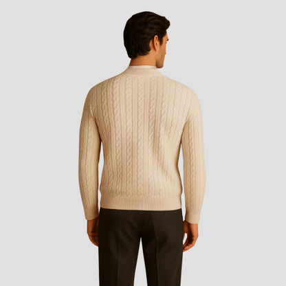 Men's Thick Knit Button Crew Sweater