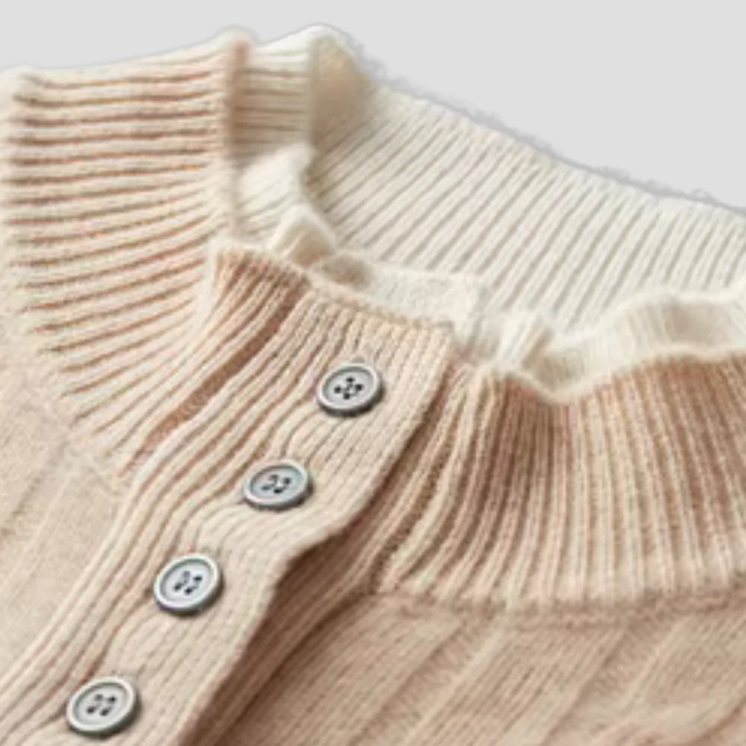 Men's Thick Knit Button Crew Sweater