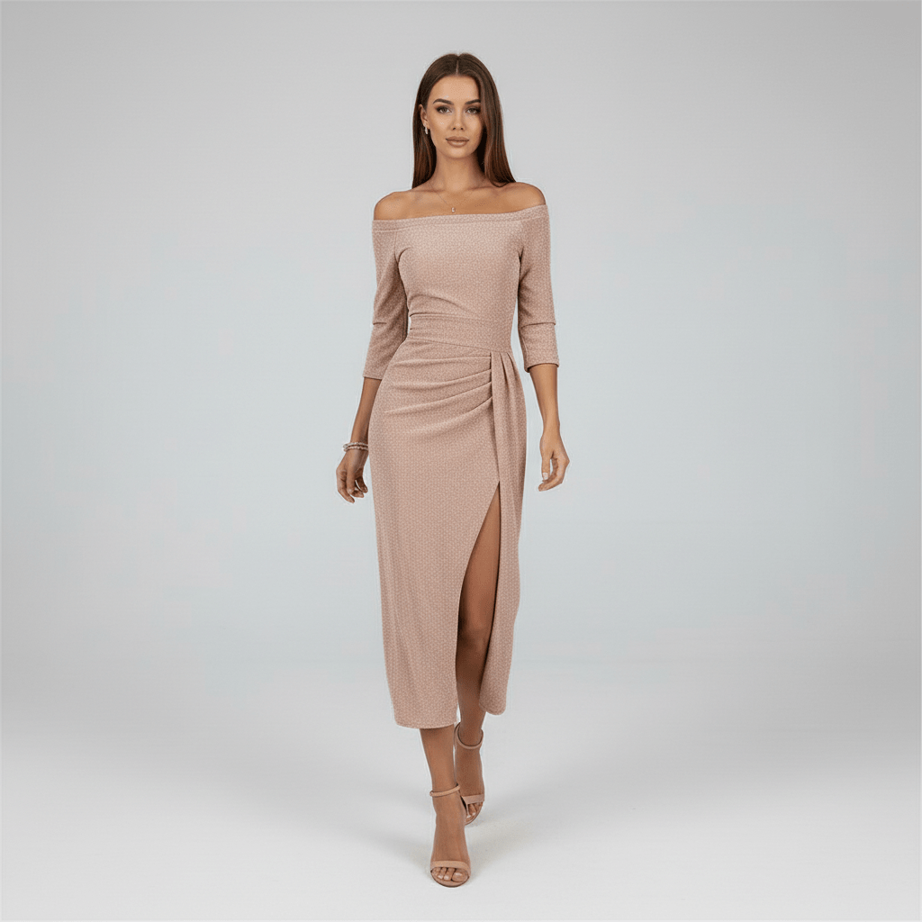 Chic Floral Off The Shoulder Party Dress - OutfitLondon