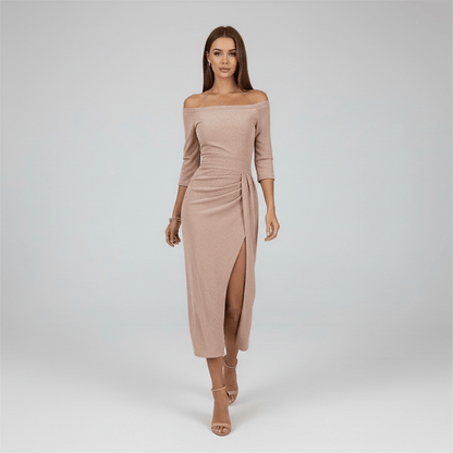 Chic Floral Off The Shoulder Party Dress - OutfitLondon
