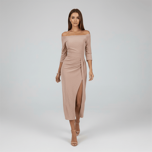 Chic Floral Off The Shoulder Party Dress - OutfitLondon