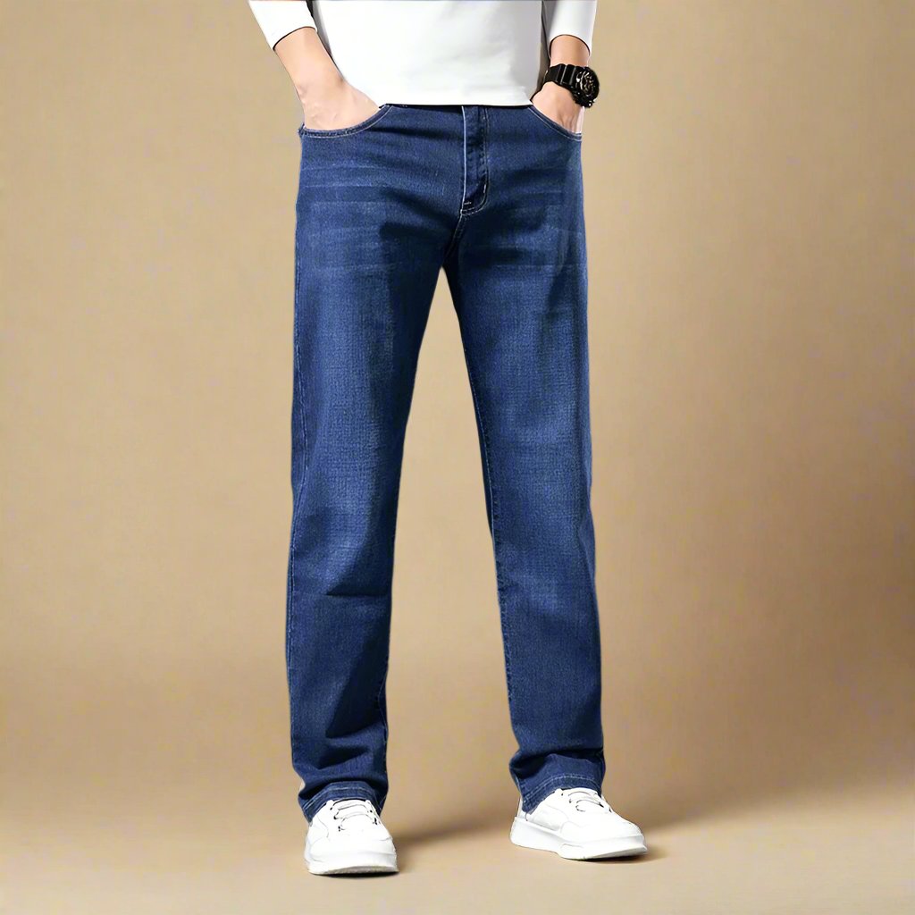 Men's Straight Leg Dark Blue Comfort Jeans