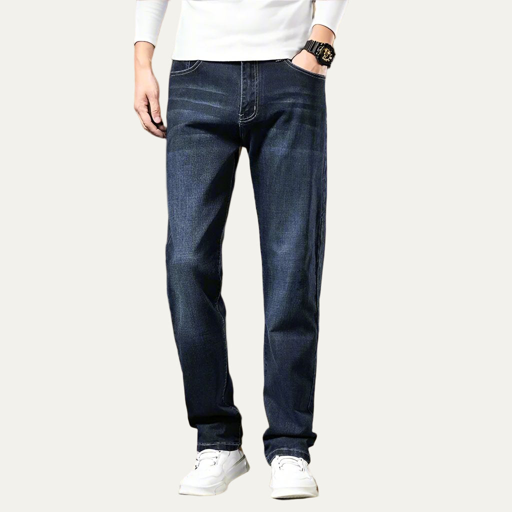 Regular Fit Straight Cut Blue Jeans - OutfitLondon