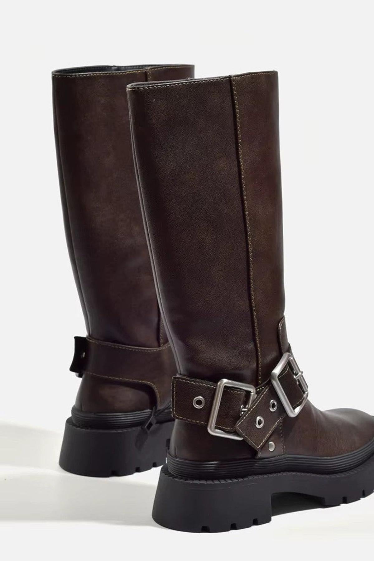 Tall Synthetic Leather Riding Boots