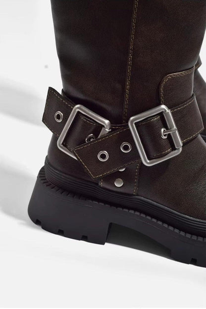 Tall Synthetic Leather Riding Boots