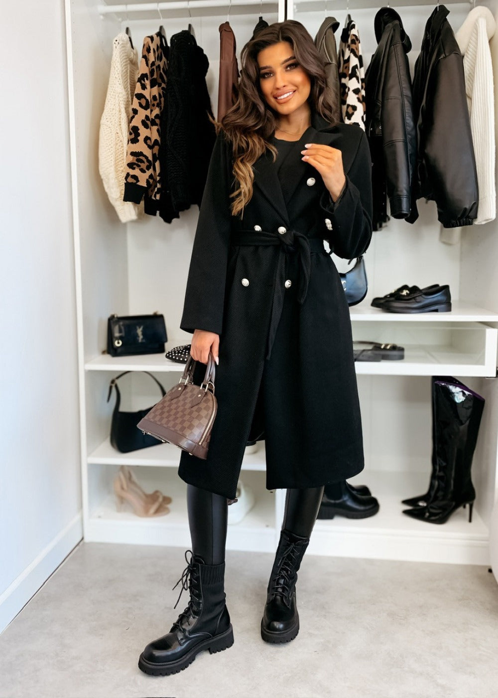 Classic Women's Wool Trench Coat with Belt - OutfitLondon