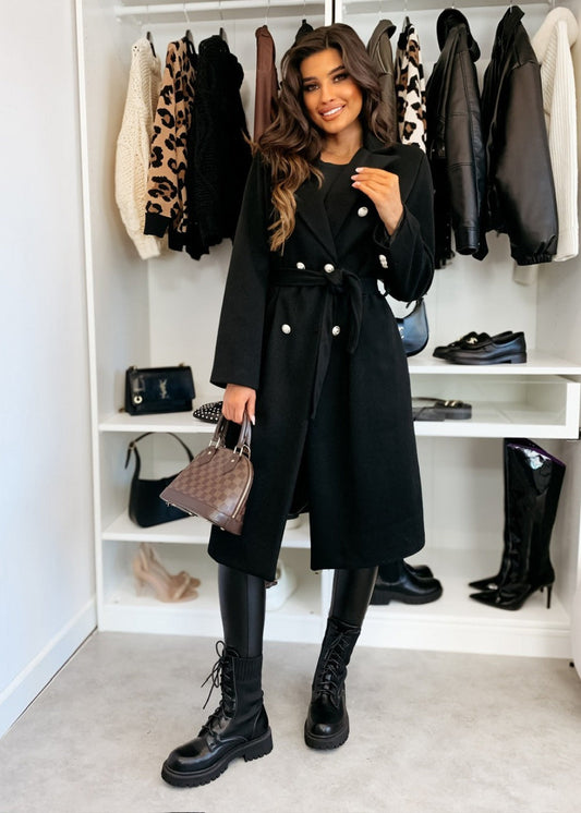 Classic Women's Wool Trench Coat with Belt - OutfitLondon