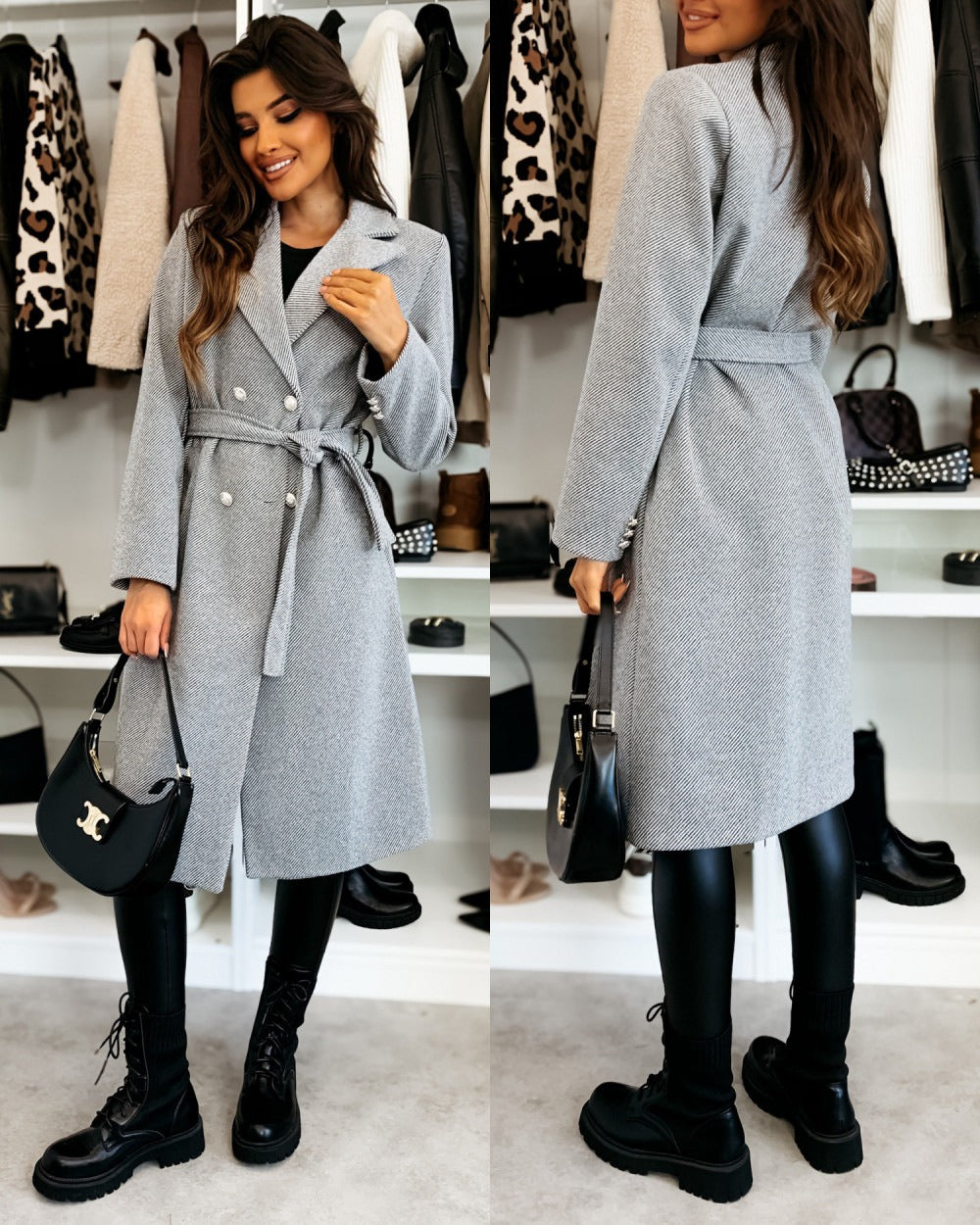Classic Women's Wool Trench Coat with Belt