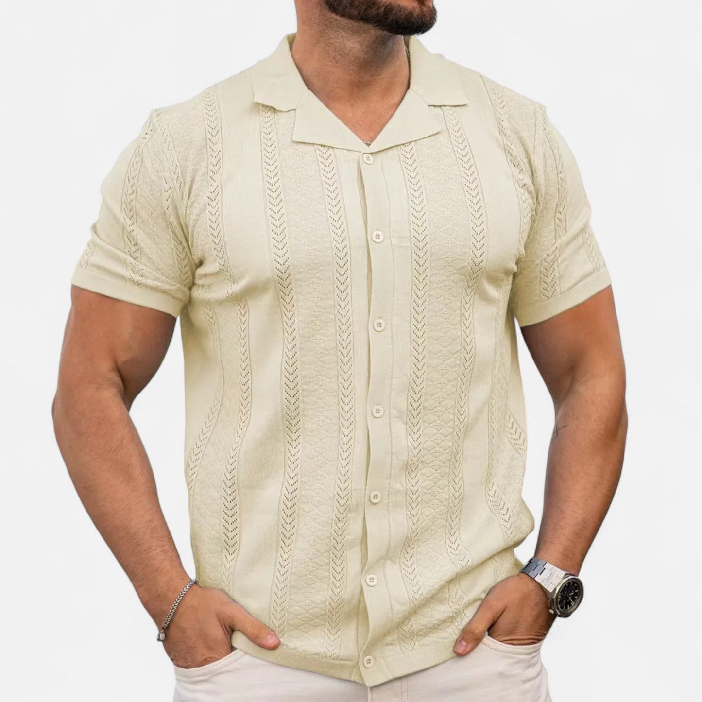 Soft Cotton Blend Shirt – Colorful Patchwork Design - OutfitLondon
