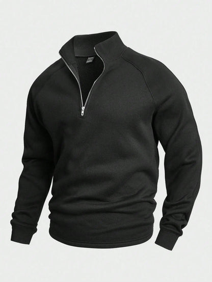 Soft Pullover Sweater - Casual Fit Half Zip - OutfitLondon
