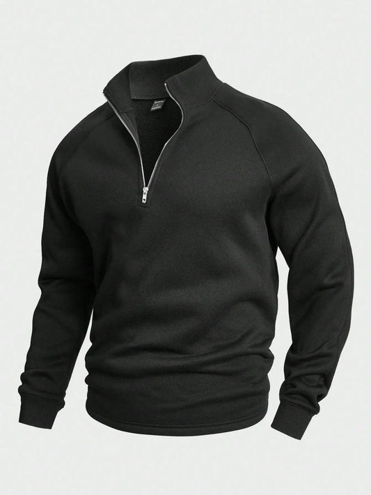 Soft Pullover Sweater - Casual Fit Half Zip - OutfitLondon