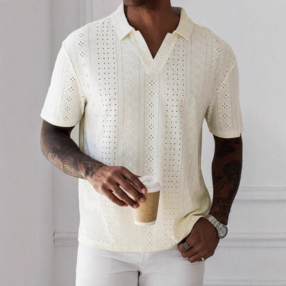 Textured Polo Shirt with Ventilated Mesh Panel