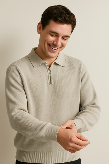 Breathable Polo Sweater - Zip Neck and Thermal Regulation