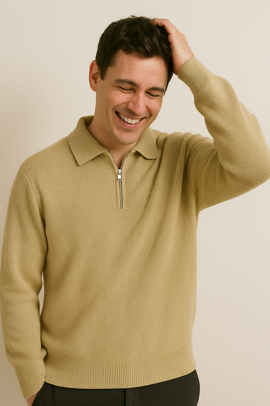 Breathable Polo Sweater - Zip Neck and Thermal Regulation