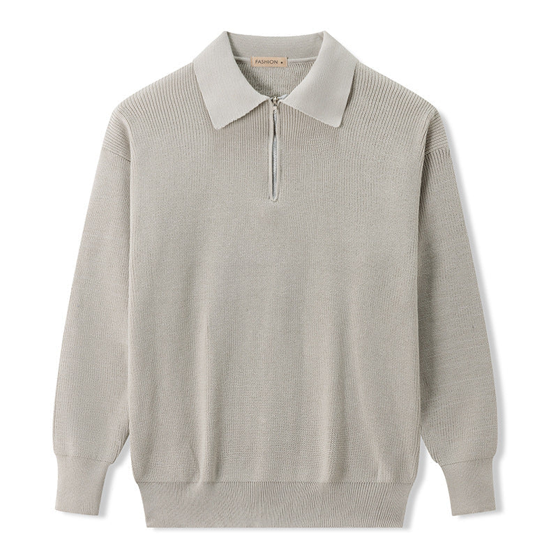 Breathable Polo Sweater - Zip Neck and Thermal Regulation - OutfitLondon