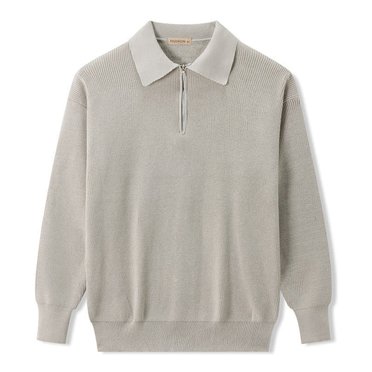 Breathable Polo Sweater - Zip Neck and Thermal Regulation - OutfitLondon