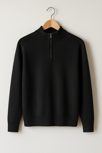 Cozy Fleece Sweater - Half Zip High Neck Flexible Fit
