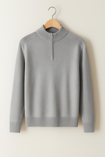 Cozy Fleece Sweater - Half Zip High Neck Flexible Fit - OutfitLondon