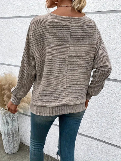 Cozy Crew Neck Sweater with Batwing Sleeves