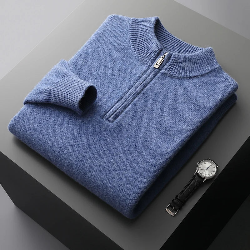 Cozy Pullover Sweater with Zip Neck Closure