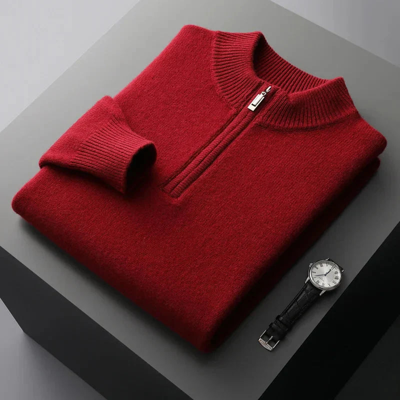 Cozy Pullover Sweater with Zip Neck Closure