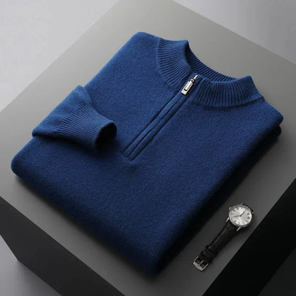 Cozy Pullover Sweater with Zip Neck Closure