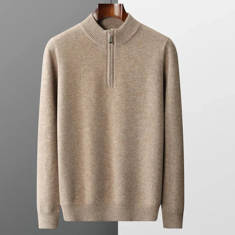 Cozy Pullover Sweater with Zip Neck Closure