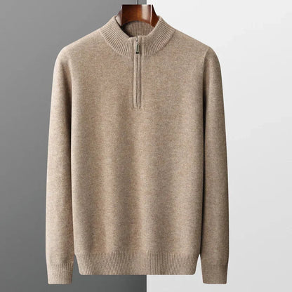 Cozy Pullover Sweater with Zip Neck Closure