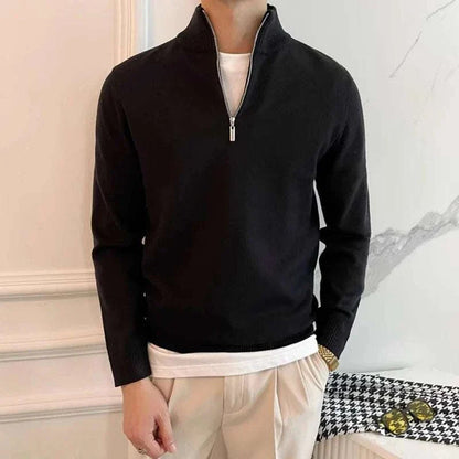 Cozy Fleece Sweater with Zip Up High Neck