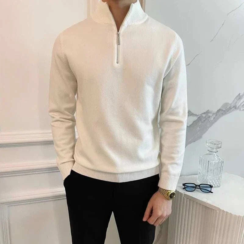 Cozy Fleece Sweater with Zip Up High Neck