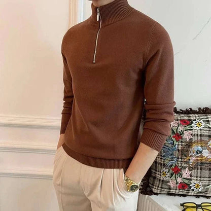 Cozy Fleece Sweater with Zip Up High Neck
