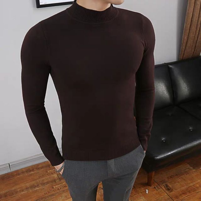 Fitted Crew Neck Warm Sweater