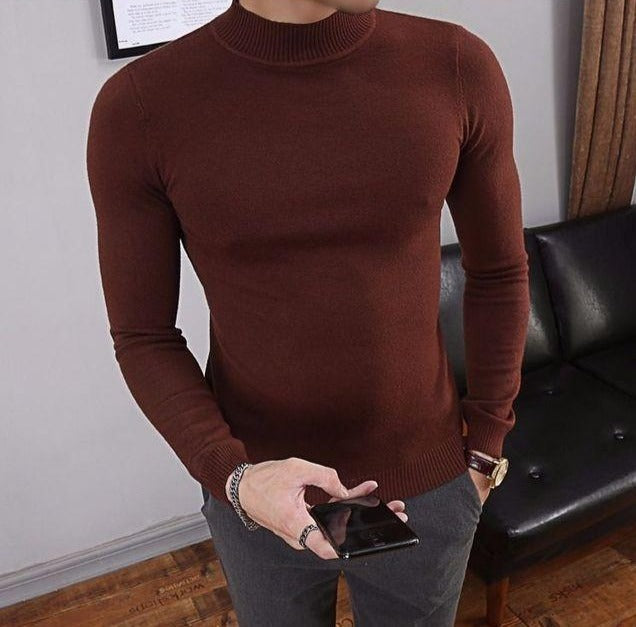 Fitted Crew Neck Warm Sweater