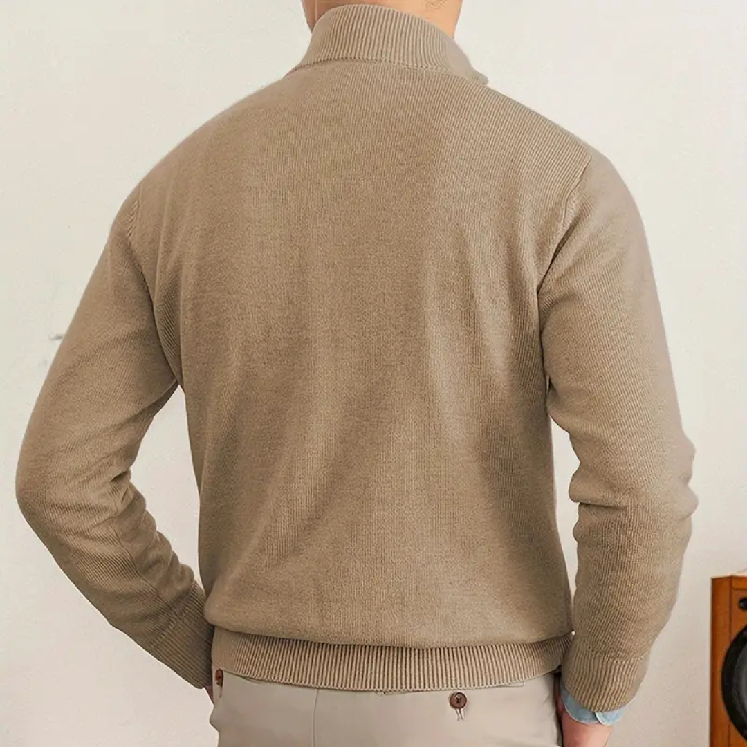 Cozy Fleece Sweater – Warm Crew Neck Half Zip Pullover