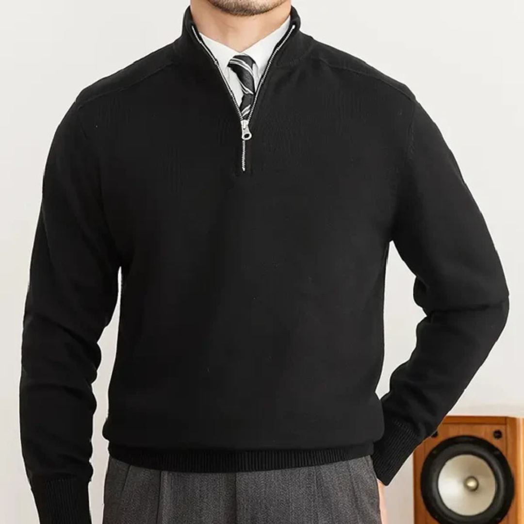Cozy Fleece Sweater – Warm Crew Neck Half Zip Pullover