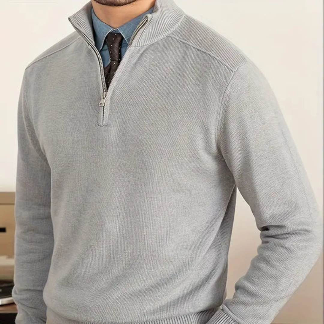 Cozy Fleece Sweater – Warm Crew Neck Half Zip Pullover
