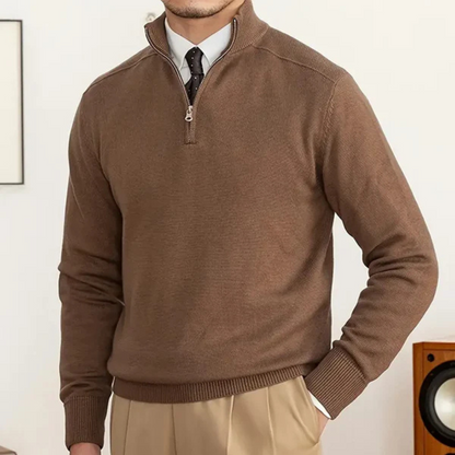 Cozy Fleece Sweater – Warm Crew Neck Half Zip Pullover
