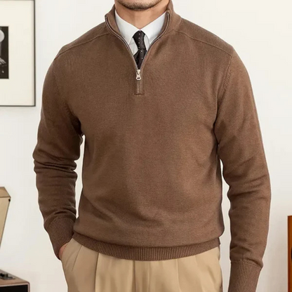 Cozy Fleece Sweater – Warm Crew Neck Half Zip Pullover