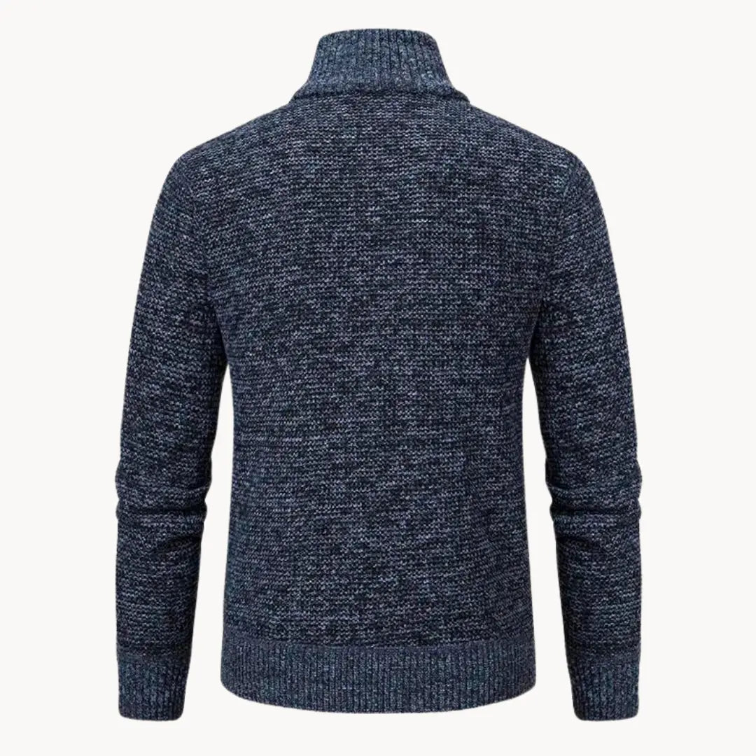 Cozy Zip Up Sweater with Ribbed Cuff Detail