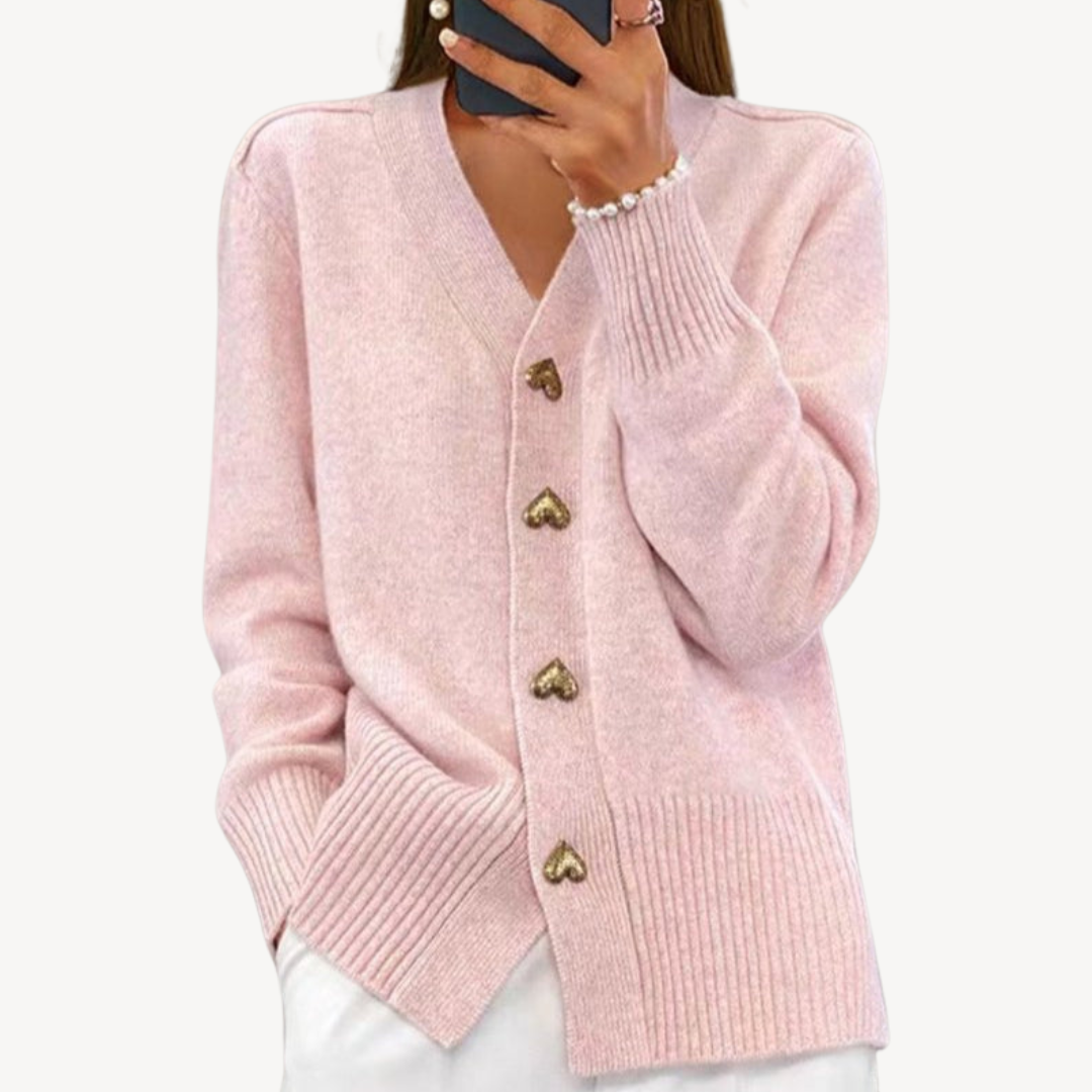 Ladies' Cute Heart Pattern Sweater Cardigan