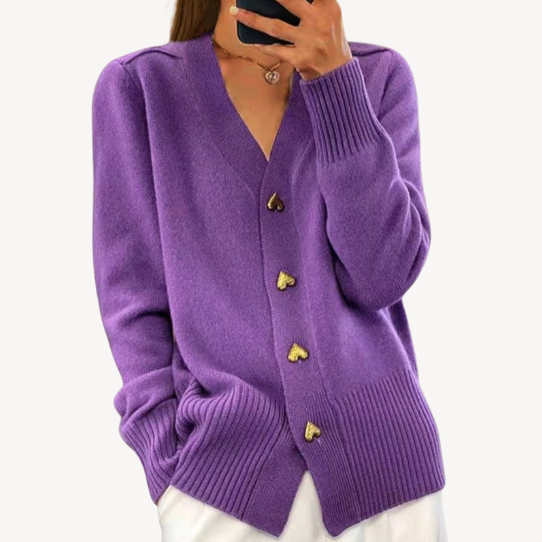 Ladies' Cute Heart Pattern Sweater Cardigan