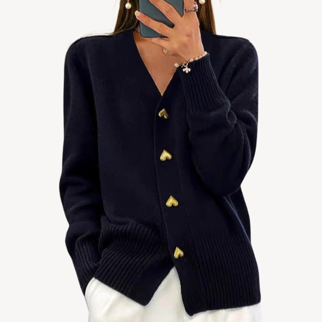 Ladies' Cute Heart Pattern Sweater Cardigan
