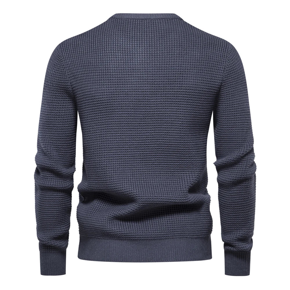 Cozy Patchwork Crew Neck Warm Sweater