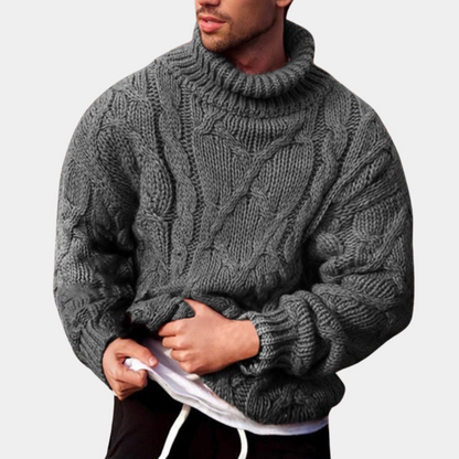 Thick Cable Knit Turtleneck Sweater