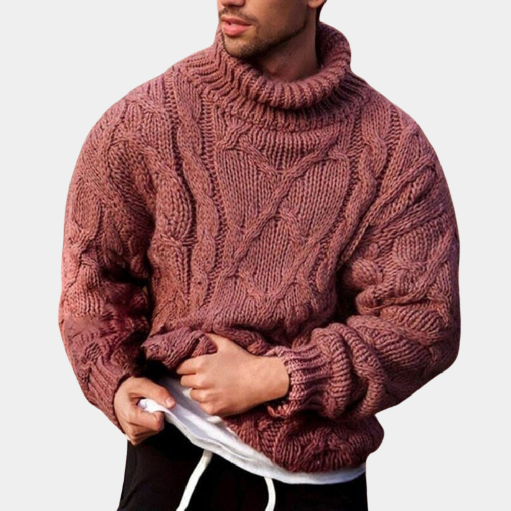 Thick Cable Knit Turtleneck Sweater