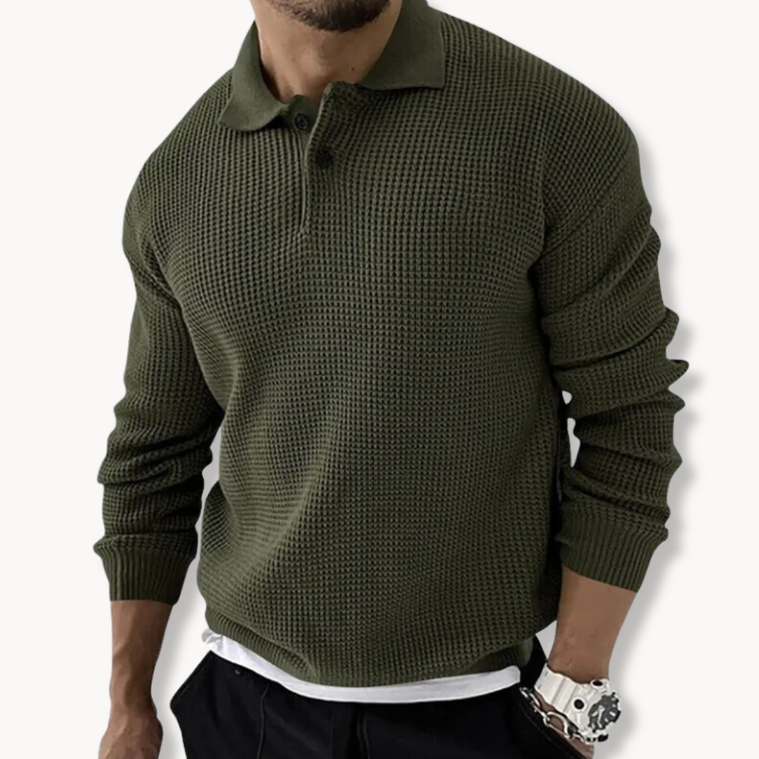Soft Polo Jumper with Textured Pattern & Adjustable Fit