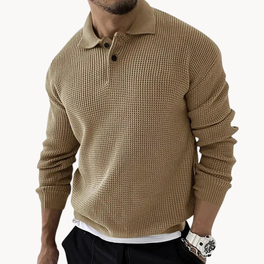 Soft Polo Jumper with Textured Pattern & Adjustable Fit