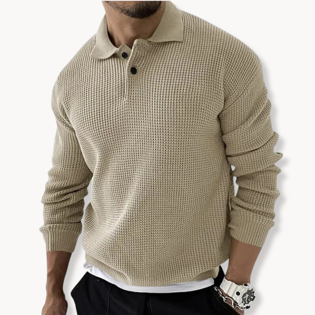 Soft Polo Jumper with Textured Pattern & Adjustable Fit
