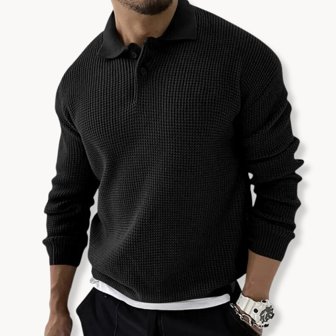 Soft Polo Jumper with Textured Pattern & Adjustable Fit