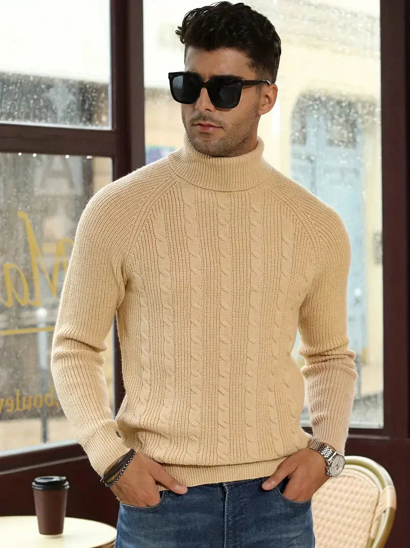 Warm Cable Knit Turtleneck Sweater